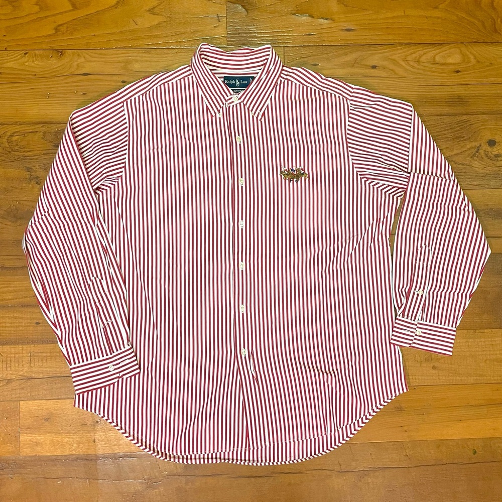 Vintage Polo by Ralph Lauren “Small Stampede” Pin Striped Button Down Shirt. EUC